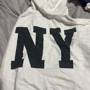 PacSun Cream Hoodie with Black NY Graphic